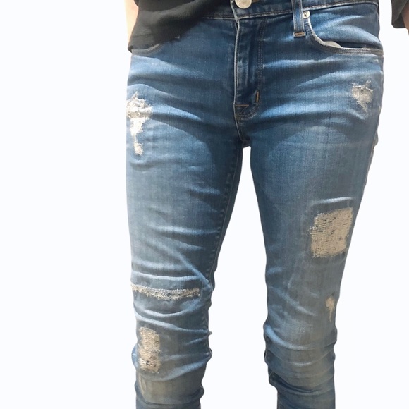 Hudson mid rise distressed skinny jeans sz 25 screen worn! Host pick x4! - Picture 3 of 9